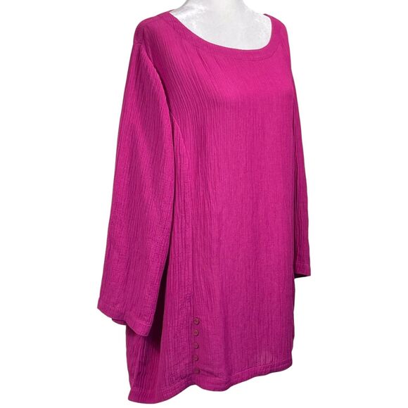 NWT Soft Surroundings Oceo Gauze Tunic Top Size 3X Fiery Fuchsia Pink - Picture 7 of 16